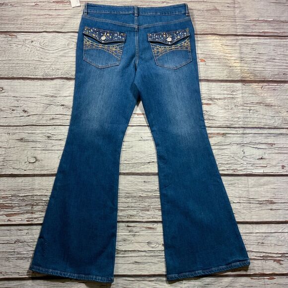 BDG Womens Jeans sz 12 W31 new nwt $89 Dark Wash Flare x32" Cotton Denim Stretch - Picture 8 of 10
